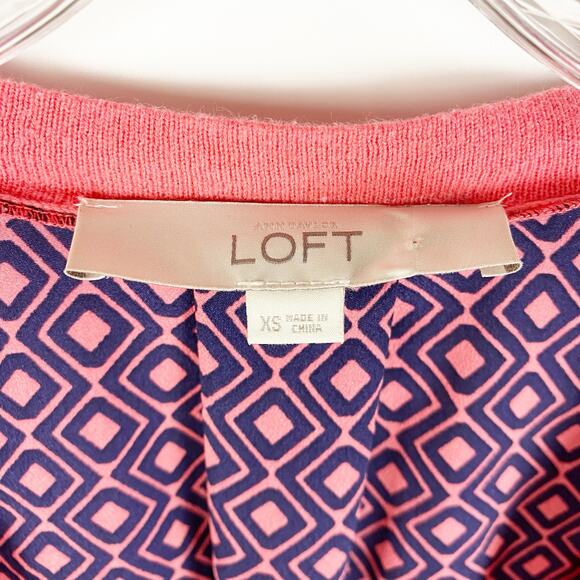 Loft Ann Taylor Salmon Pink & Blue Button Front Cardigan Sweater Womens Size XS - Picture 6 of 10